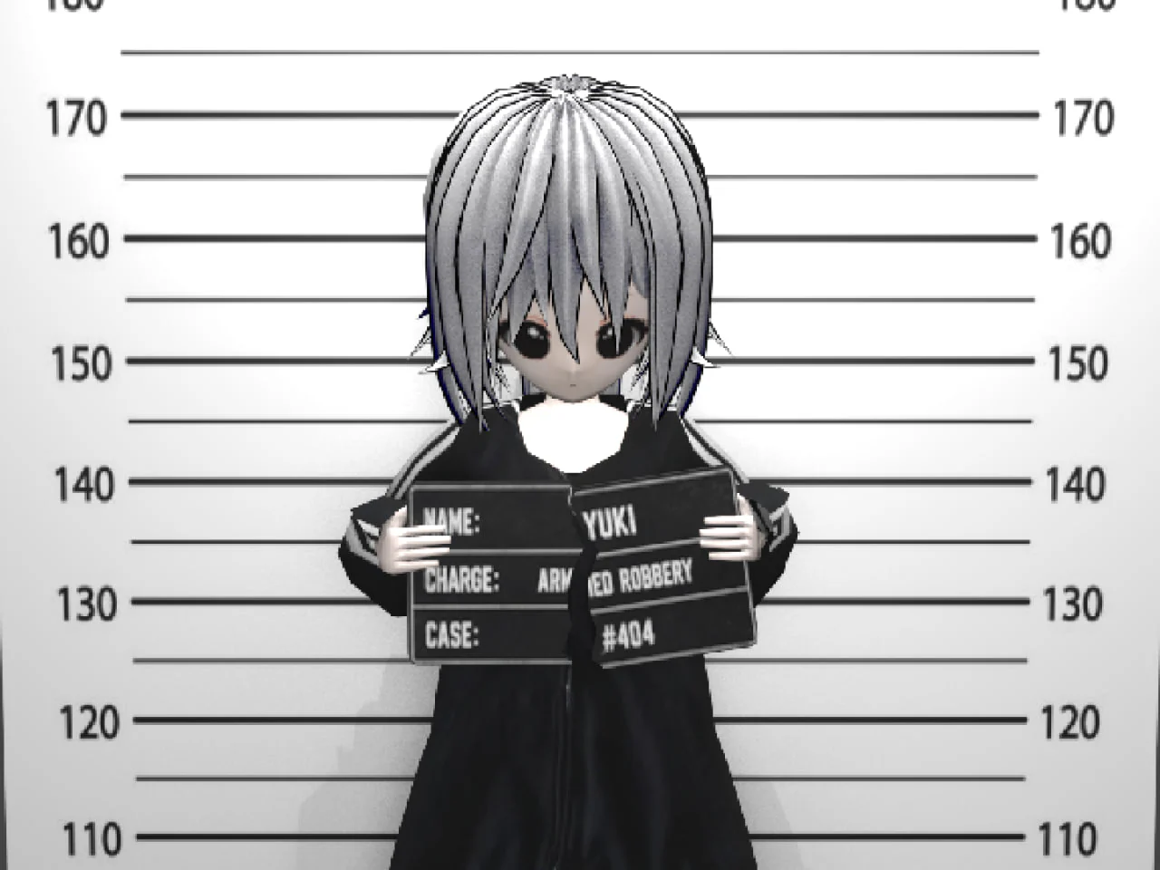 3D character Yuki holding a case board
